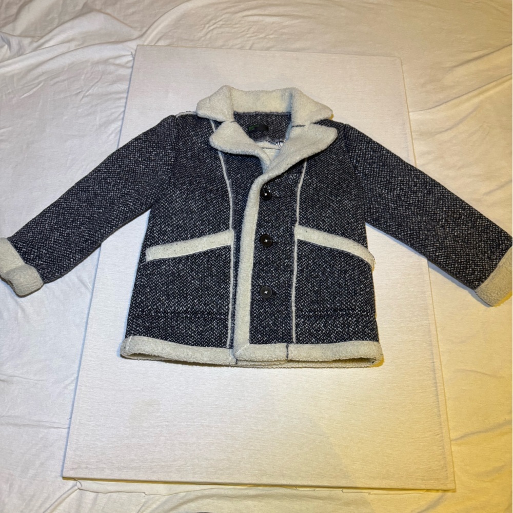 United Colors Of Benetton Navy and Cream Pea Coat